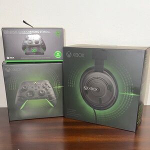 Microsoft Xbox Controller and Headset Set - Black and Green